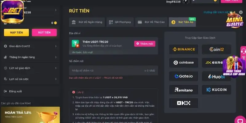 Quy định rút tiền NBET thành côngQuy định rút tiền NBET thành công